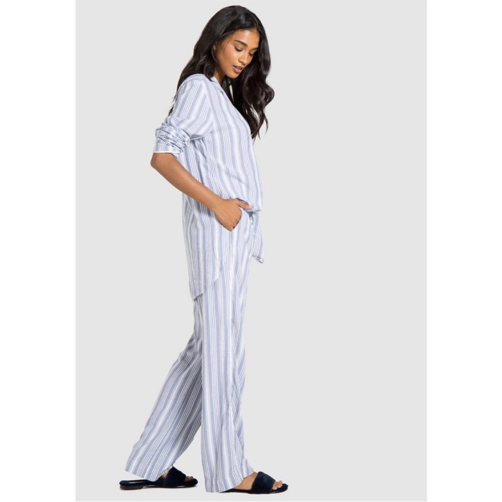 BELLA DAHL Sleep Shirt and Wide Leg Pant in Dusty Blue Womens Size XS Pajama Set